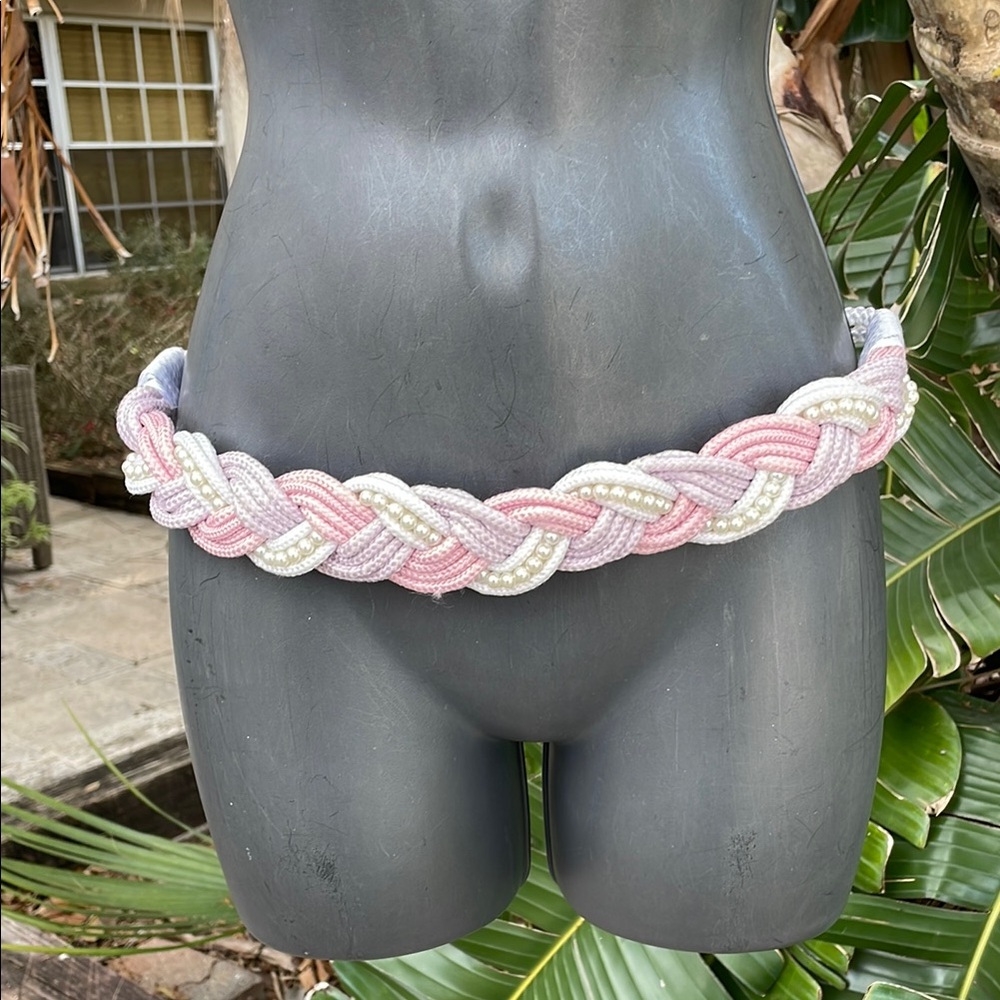 Braided Rope And Pearl Belt